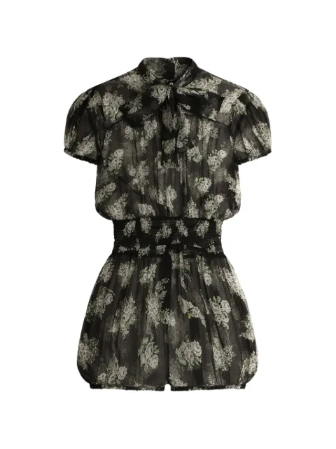Dolce & Gabbana small flower bouquet-print chiffon jumpsuit Black F620ITIS12O