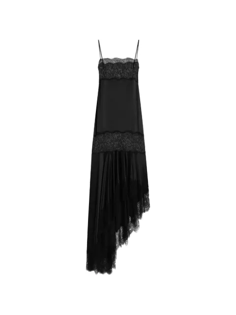 Dolce & Gabbana satin dress with lace bands Black F616ZTFU1AU