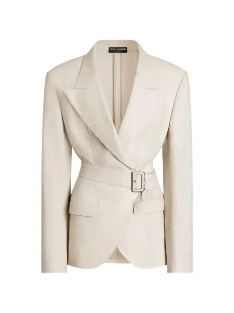 Dolce & Gabbana Single-breast belted jacket Neutrals F29WCTFUTDJ