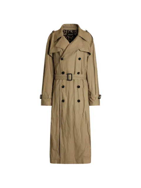 Dolce & Gabbana double-breasted trench coat in wrinkled-effect cotton Neutrals F0Y19THUMWD