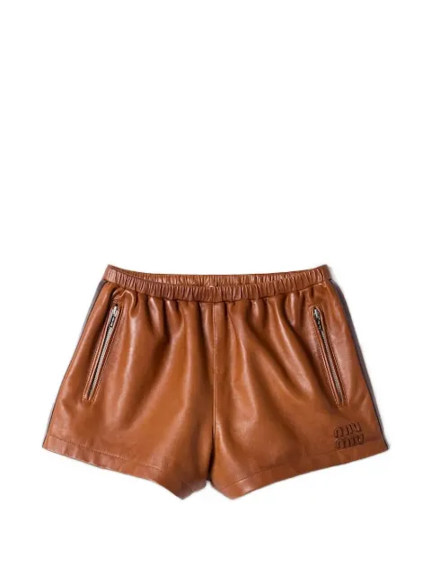 Miu Miu nappa leather shorts Brown MPP410SOOO19BX