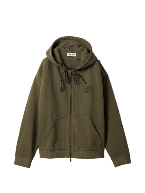 Miu Miu logo-embroidered hoodie Green MJLA45SOOO182K