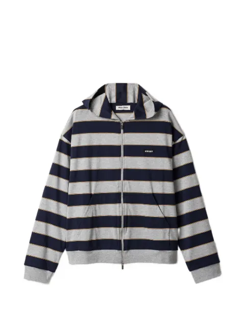 Miu Miu striped jersey hoodie Blue MJLA38SOOO19DD