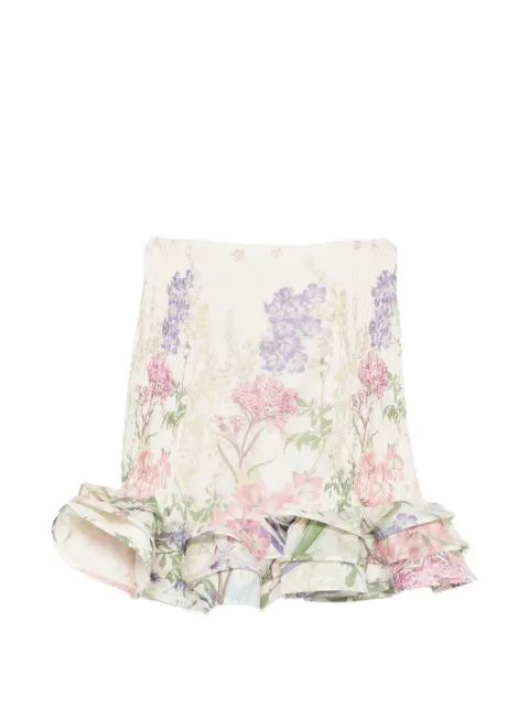 Charo Ruiz Ibiza Turma ruffled-hem floral mini skirt Neutrals 266400