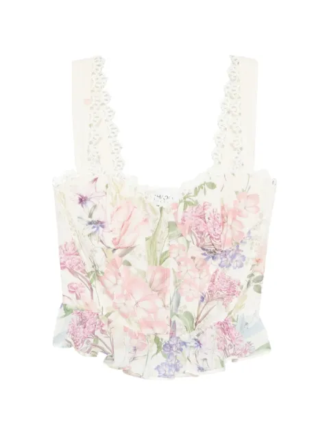 Charo Ruiz Ibiza floral-print ruffled top Neutrals 266101