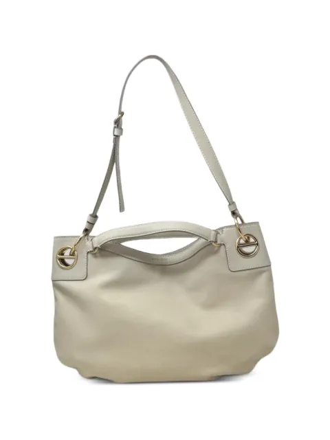 Borbonese medium London leather shoulder bag White 910102620197