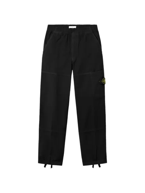 Stone Island 3100005 organic panama cotton old-effect loose-fit cargo trousers with elasticated waistband Black L1S153100005S0184