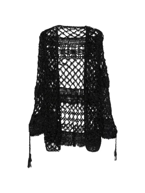 Gianfranco Ferré Pre-Owned 2000s crochet tassel jacket Black GF250AFX