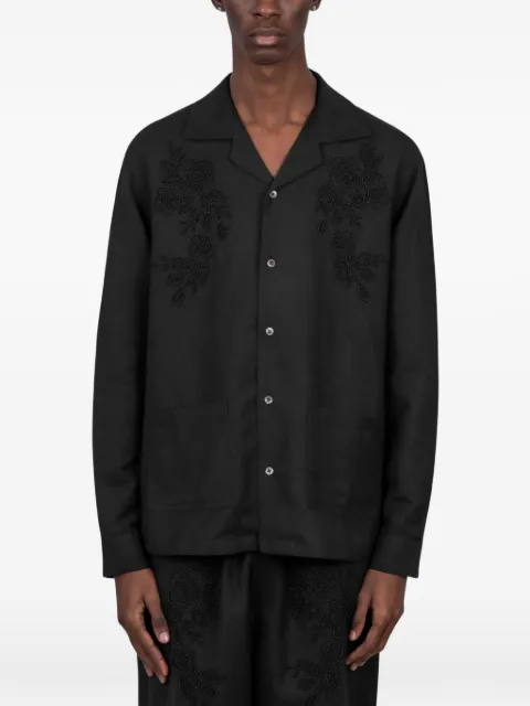 Baziszt flower-embroidered shirt Black BZSS26SR01328