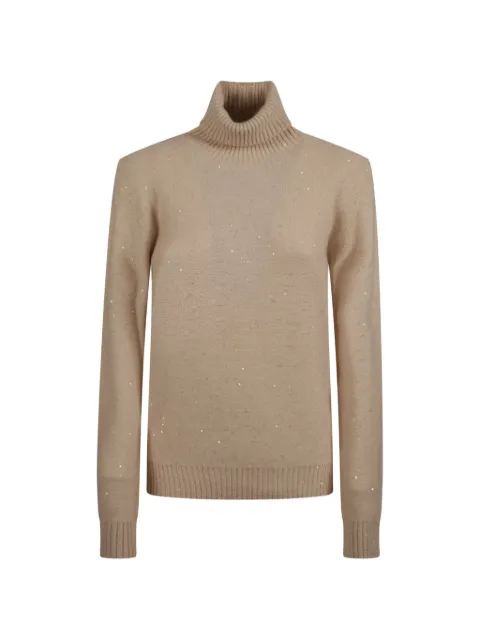 Fabiana Filippi roll-neck embellished top Neutrals MAD215F0660000D296