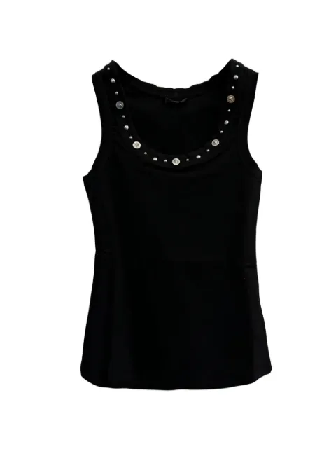 Versace embellished ribbed cotton-jersey top Black 10232091A17221