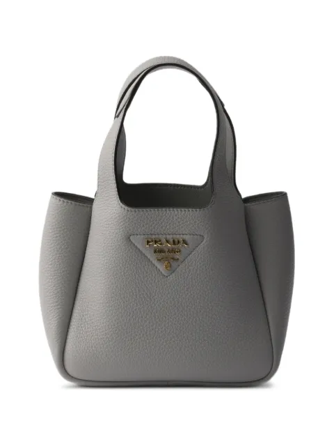 Prada mini leather tote bag Grey 1BA349VONO2DKV