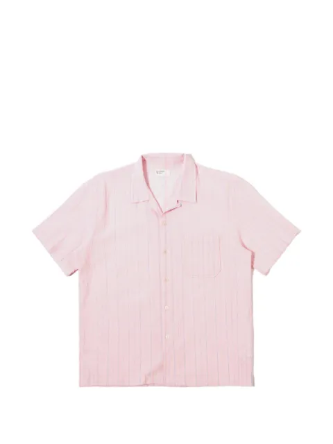 Universal Works striped short-sleeve shirt Pink 34651
