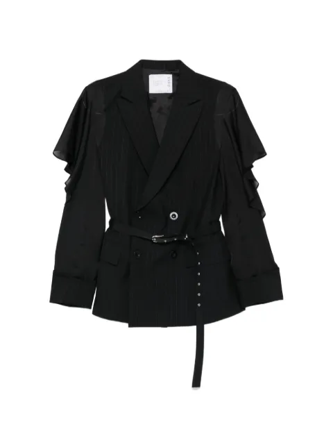 sacai pinstripe belted blazer Black 2608355