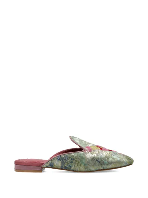 Kurt Geiger London embroidered flat mules Green EMBROIDEREDSLIPPER