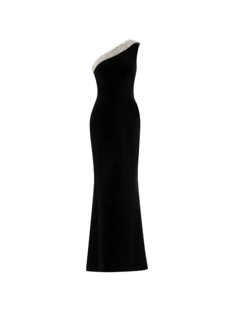 Saiid Kobeisy crystal one-shoulder maxi dress Black RTWFW2535