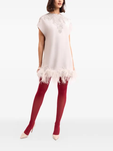 Gemy Maalouf embroidered feather mini dress Neutrals GMCP267841SD