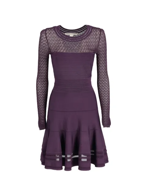 Diane Von Furstenberg Vintage sheer lace long-sleeve mini dress Purple WCV161224102