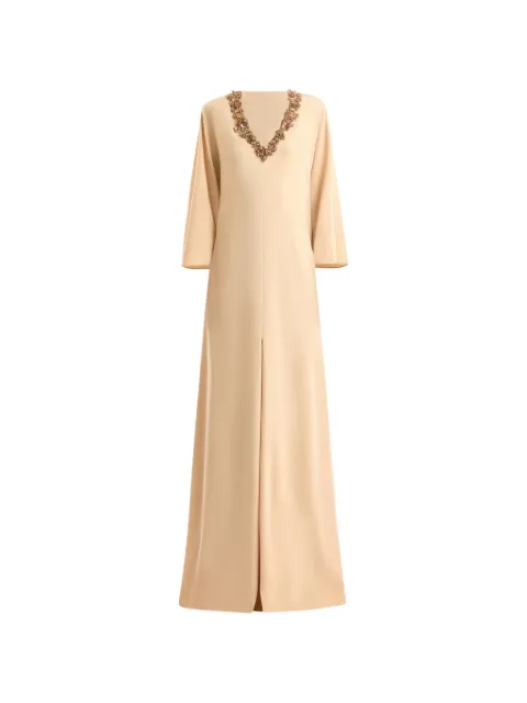 Gemy Maalouf bead-embellished kaftan Neutrals GMCP267885KF