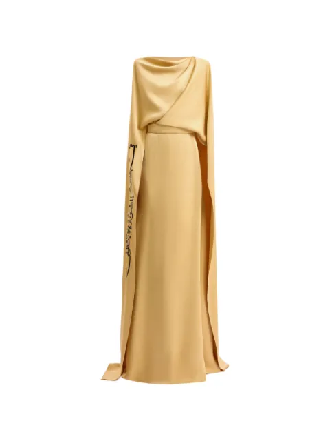 Gemy Maalouf calligraphy-embroidered layered kaftan Neutrals GMCP267871KF