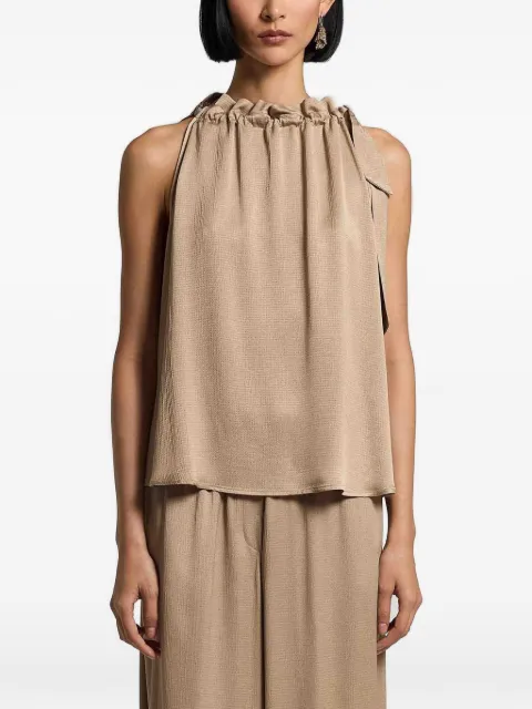 Peserico ruched-detail top Neutrals A0844601943RASOFLUIDOMARTELLATOINMISTOVISCOSA