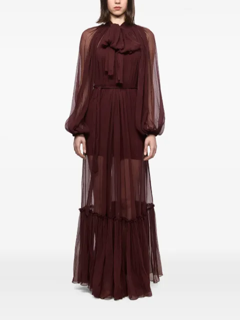 Atu Body Couture ruffled tie maxi dress Red AT25022