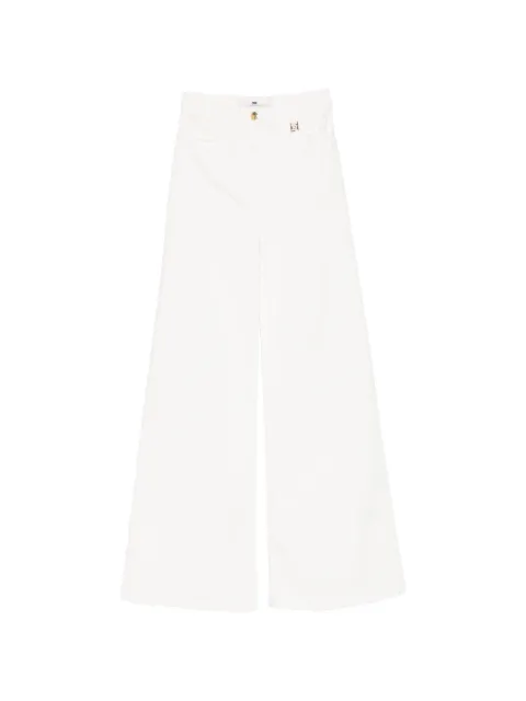 Elisabetta Franchi palazzo jeans with logo detail White PJ23N61E2