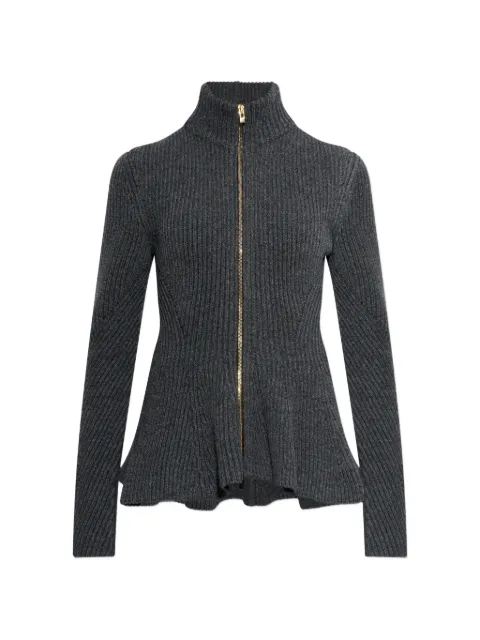 Alaïa ribbed high-neck zip-up cardigan Grey AA9S0369K158C