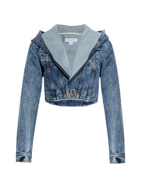 Alaïa hooded cropped jacket Blue AA9V0306T535C