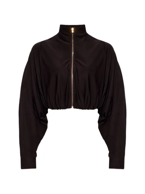 Alaïa zip-up cropped jacket Brown AA9V1238J077C