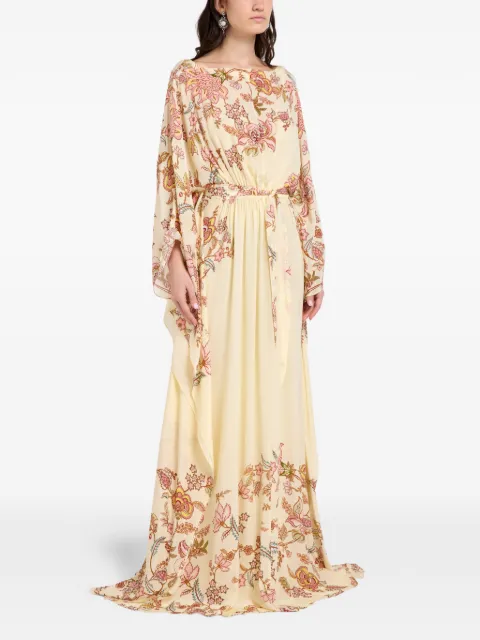 Hemant And Nandita floral belted maxi dress Neutrals HNRIAH6177