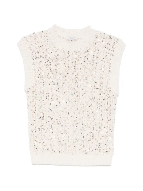 Peserico sequin-embellished vest Neutrals A99070F039117B02B