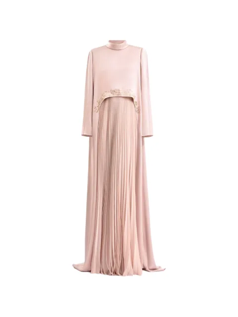 Gemy Maalouf calligraphy-embroidered pleated kaftan Pink GMCP267877KF