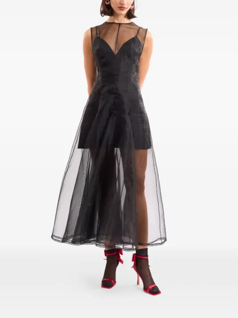 Gemy Maalouf sheer organza midi dress Black GMCP267854MD