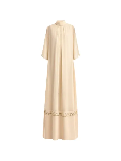 Gemy Maalouf calligraphy-embroidered kaftan Neutrals GMCP267879KF