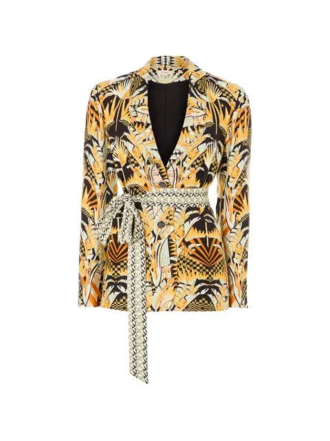 Temperley London Odette belted geometric-print jacket Black 26SODE54262