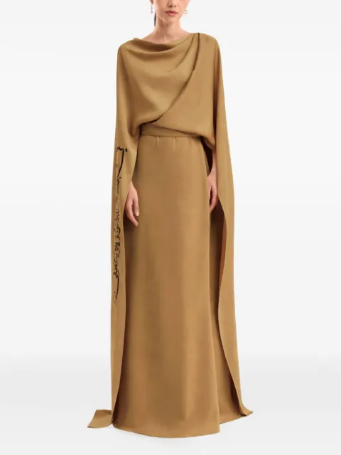 Gemy Maalouf Calligraphy cowl-neck maxi dress Brown GMCP267871KF1
