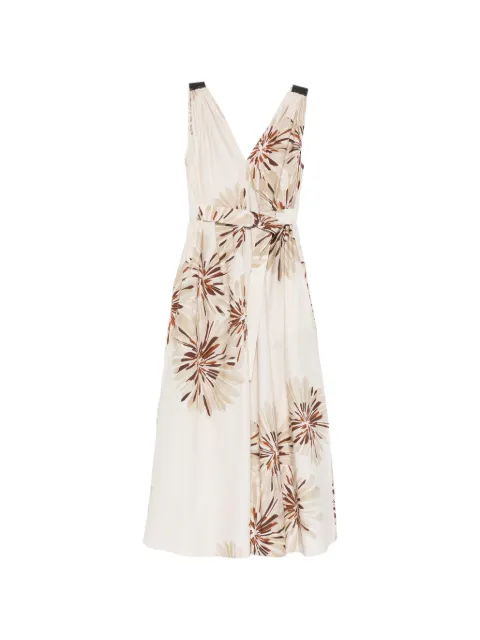 Brunello Cucinelli floral-print midi dress Neutrals MQ197A5092C004