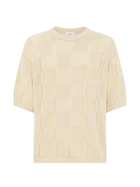 Laneus knitted check T-shirt Neutrals S6LAMAKE110