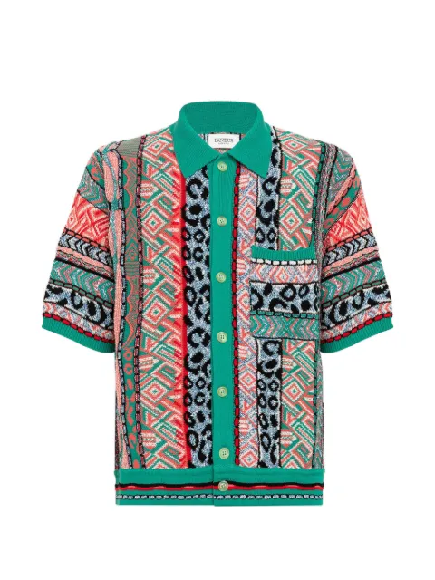Laneus knitted short-sleeve shirt Green S6LAMAKS059