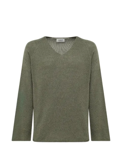 Laneus V-neck long-sleeve jumper Green S6LAMAKN108
