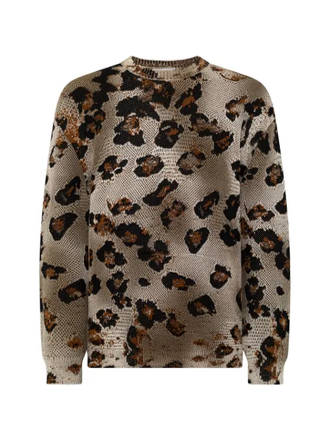 Laneus leopard print knitted jumper Brown S6LAMAKN037