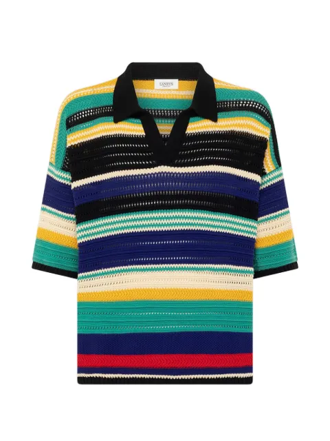 Laneus striped knitted T-shirt Black S6LAMAKP046