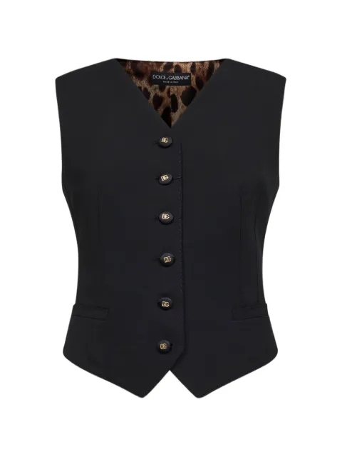 Dolce & Gabbana leopard-print V-neck waistcoat Black F79H6TGDDPS