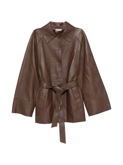 P.A.R.O.S.H. tie-waist leather jacket Brown MACIOCK26D431844