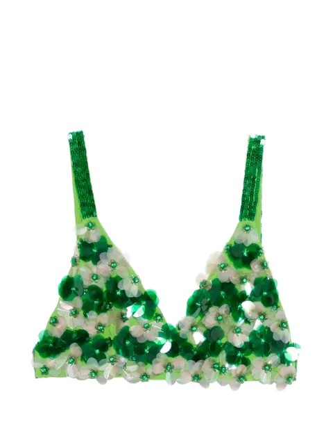 P.A.R.O.S.H. sequin-embellished top Green GYMD311708