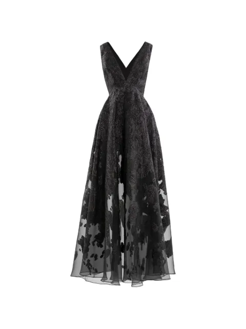 Saiid Kobeisy brocade V-neck maxi dress Black RTWFW2525