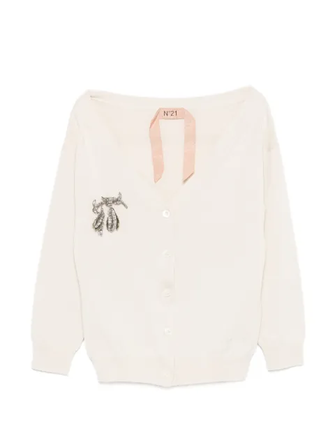 Nº21 embellished knitted cardigan Neutrals 26EN2M0A0107604