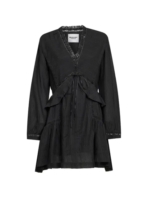 MARANT ÉTOILE lace trim ruffled dress Black RO0974FAD1J11E01BK