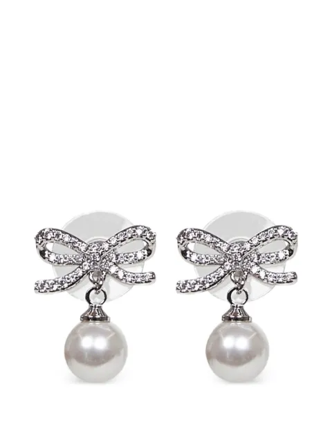 Self-Portrait bow crystal earrings Silver 611ESILVER